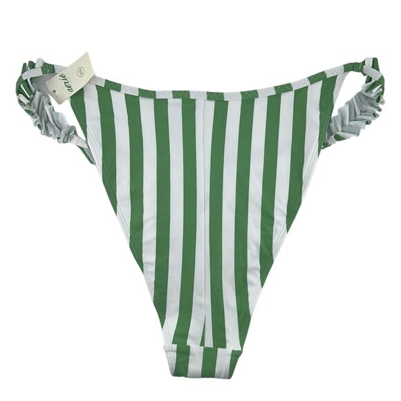 Aerie Green and White Strip Cheekiest Bikini Bottom Size Large NWT - Picture 2 of 3